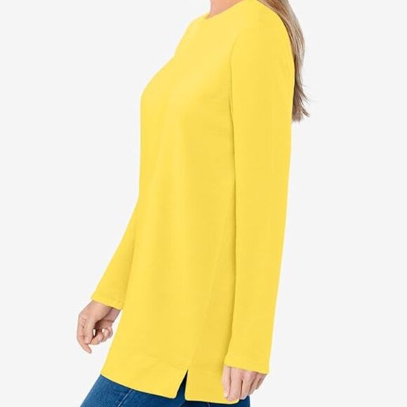 NWT Woman Within Plus Size Primrose Yellow Waffle Thermal Sweatshirt Size 4XL Pl - Picture 4 of 8